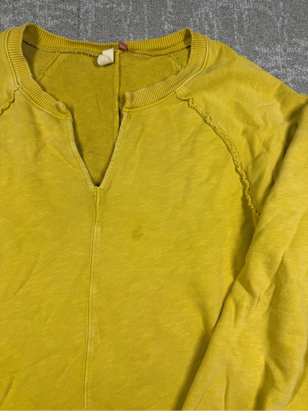 Anthropologie Pilcro Chartreuse Mustard Yellow Notch Sweatshirt size Small - Picture 2 of 7